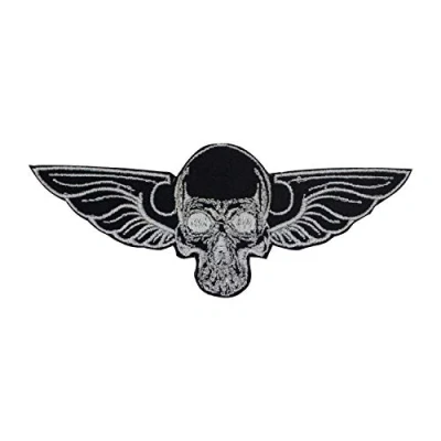 Image of Skull Wings Patch Iron On Sew Embroidery Badge Country