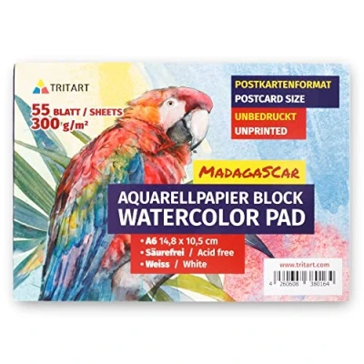 Image of Tritart A6 Watercolour Paper, 300 g 55 Pages, White DIN Pad