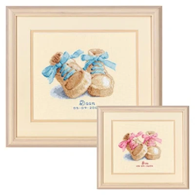 Image of Vervaco Birth Record Babies Booties Counted Cross Stitch Kit, Multi Colour