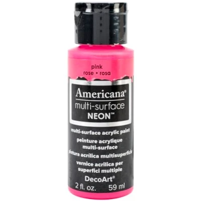 Image of DecoArt Americana Multi Surface Satin Neon Bottle Paint, Acrylic, Pink, 3 x 7 cm