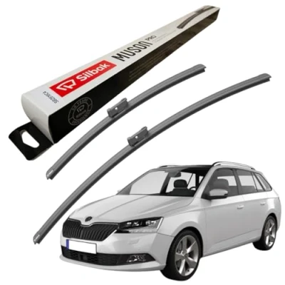 Image of Silbak Windscreen Wipers, fits for SKODA FABIA COMBI (2014 ONWARDS) Front Wiper Blades, 600mm/400mm