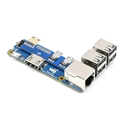 Image of Waveshare Pi Zero to Raspberry 3 Model B/B+ Adapter, Onboard 4 CH USB Interface, 100M Ethernet Port and HDMI Port, Alternative for 3B/B+, Support 2W