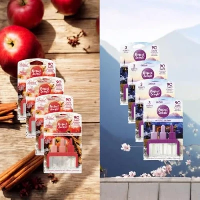 Image of 8Pack Air Freshener Plug in Refill 3volution Compatible with 8Pcs Wax Melts (Apple Cinnamon &amp; Mystical Japan)