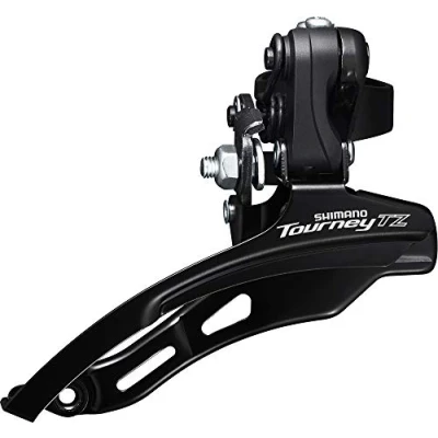 Image of Shimano FD TZ510 6 speed MTB front derailleur, down swing, top pull, 31.8mm, 66 69, 48T