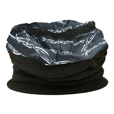 Image of Multifunctional Snood for Men. Scarf, hat, Neck Warmer, Hood, Balaclava with Fleece Section (Barbed Chain Black &amp; White)