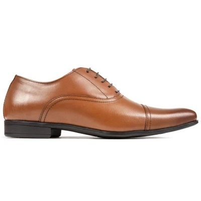 Image of Thomas Crick Men&#039;s &#039;Mellor&#039; Classic Oxford Lace Up Shoes, Formal Shoes with Stylish Detail, Comfortable, Durable and Versatile Fine Quality Leather (Black/Tan)