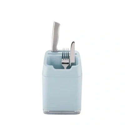 Image of Minky Utensil Caddy, Holder with Knife Slots, Kitchen Organiser &amp; Drainer, Sleek for Accessories, Made in The UK (Slate Blue)