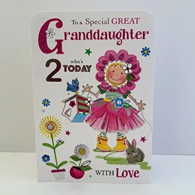 Image of Jonny Javelin Special Great Granddaughter Age 2 Who&#039;s Today Birthday Card Girl Bird House