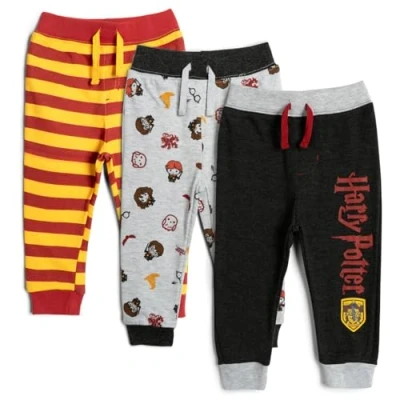Image of Harry Potter Baby Boys 3 Pack Drawstring Green Pants, Gryffindor/Harry Potter, 6 Months