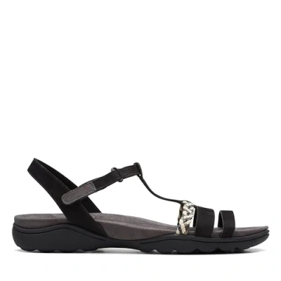 Image of Clarks Women&#039;s Amanda Tealite Sports Sandal, Black Nubuck, 3 UK