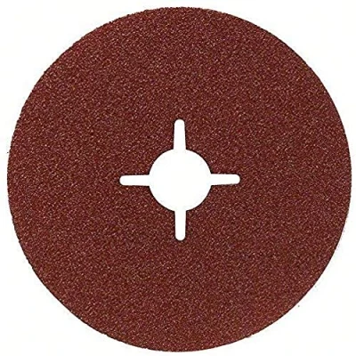 Image of Bosch 2609256249 Fibre Sanding Disc for Angle Grinder Clamped Wood and Metal 125mm 22mm Bore 24 Grit