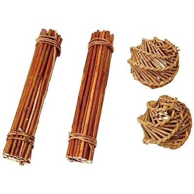 Image of HAPPYPET Nature First Willow Value Pack 2 Sticks &amp; Balls Suitable for Small Animals