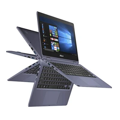 Image of ASUS VivoBook Flip Thin and Light 2 in 1 Laptop 11.6&quot; HD Touchscreen, Intel Dual Core Celeron N3350 Processor, 4GB RAM, 64GB eMMC Storage, Windows 10 S Mode, Office 365 J202NA DH01T