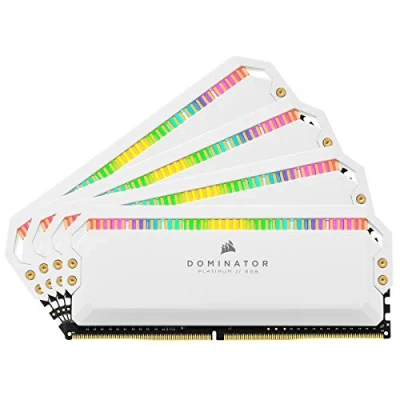 Image of Corsair Dominator Platinum RGB 32GB (4x8GB) DDR4 3200MHz C16, LED AMD Optimised Desktop Memory (High Performance and Response Times, 12 Customisable CAPELLIX LEDs) White