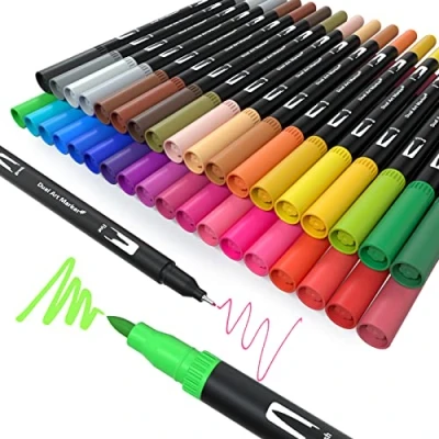Image of MISDUWA Dual Tip Brush Pens 36 Colors Colouring Felt Set for Kids and Adult Books,Brush Drawing,Sketching,Calligraphy.