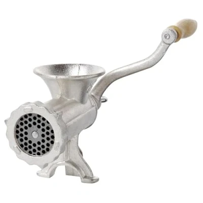 Image of Premium Hand Operated Cast Iron Meat Mincer in Gift Box, Grinder &amp; Sausage Maker No. 5/No. 8 Manual Rotary with Steel Blades for Burgers Sausages (Made 8)