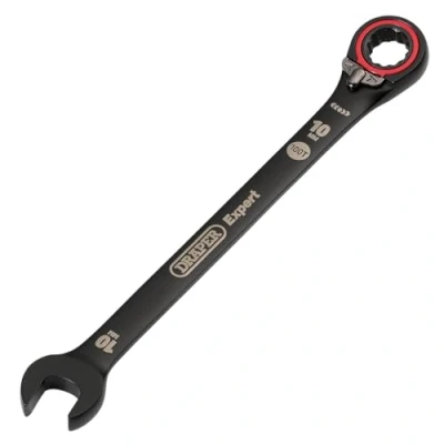 Image of Draper 03900 Expert HI TORQ Metric Reversible Ratchet Combination Spanner, 10mm, Black