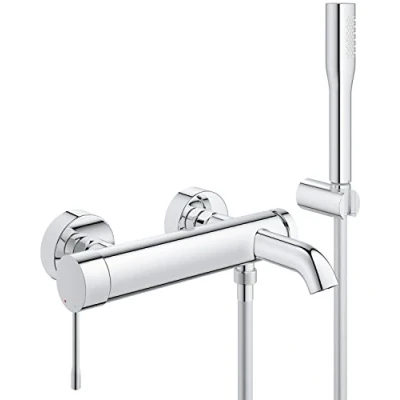 Image of GROHE Essence Wall Mounted Bath Tap with Shower Set Chrome 33628001