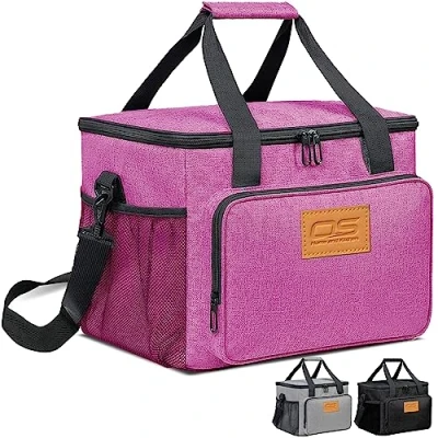 Image of Insulated Portable Food Cooler Picnic Bag Large Capacity Waterproof Material, Lightweight Easy to Carry &amp; Clean for Camping, BBQ, Travel Outdoor Activities (Size: 15 Liter, Pink)