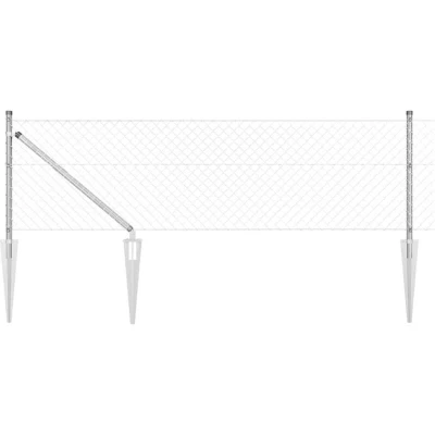 Image of vidaXL Chain Link Fence with 7 Spike Posts 0.8x10 m Galvanised Steel