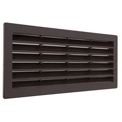 Image of La Ventilazione P25R2510M Rectangular Ventilation Grille Made of Brown Plastic for Installation with Insect net. Size 254x108mm, 254x108 mm