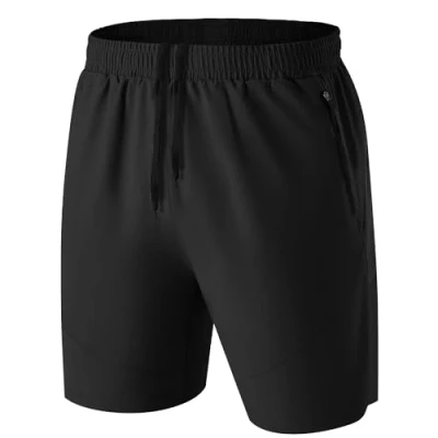 Image of HMIYA Men&#039;s Sport Shorts Quick Dry Running Gym Casual Short Lightweight with Zip Pockets(Black,EU 5XL/US 4XL)