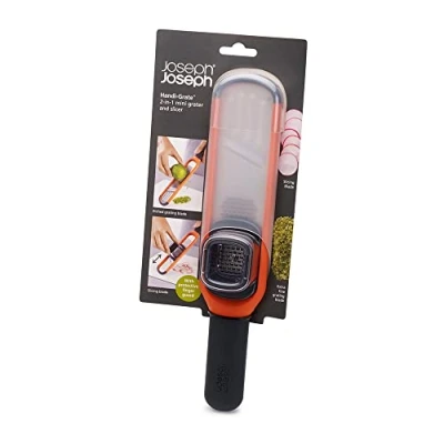 Image of Joseph Handi Grate 2 in 1 Mini Grater and Slicer, Razor sharp Stainless steel blades for grating slicing Orange, 24