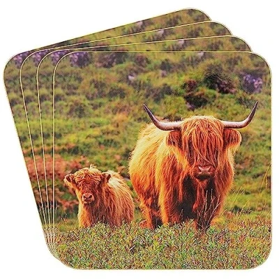 Image of Lesser &amp; Pavey Pack of 4 Table Place Mats For With British Designs All Types Kitchens (Cow Calf Set 4)
