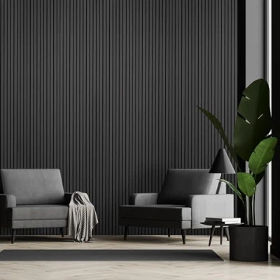 Image of Fuse Acoustic Wooden Wall Panel in Charcoal Oak, 240cm x 60cm (3 Pack)