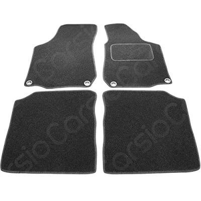 Image of Carsio Carpet Car Mats For VW Bora 1999 to 2005 4 Piece Set Tailored Fit Floor Mat Complete Accessory Black Custom Fitted All Weather, Anti Slip Backing &amp; Trim