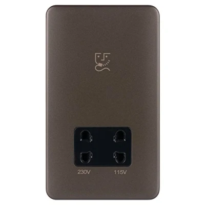 Image of Schneider Electric Lisse Screwless Deco Shaver Socket, Dual Voltage, 115/230V, GGBL7090BMBS, Mocha Bronze with Black Insert