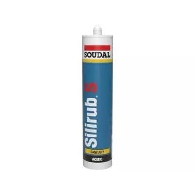 Image of Soudal Silirub S Acetic Curing Acetoxy Sanitary 100% Silicone Sealant Cartridge 300ml Primerless Adhesion S1 Fungicide Premium Quality, Low Modulus Neutral Cure For All Saintary (Black, 300ml)