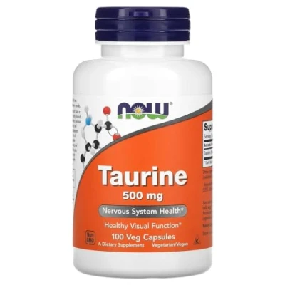 Image of Now Foods Taurine Amino Acid for Cardiovascular and Nervous System Support 500mg, 100 Capsules