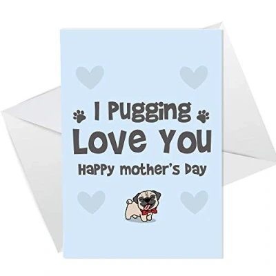Image of RED OCEAN Mothers Day Card From The Dog Funny Pug Mum Novelty Mother&#039;s