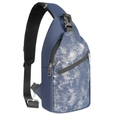 Image of Geestock Crossbody Chest Bag for Men Women, PU Leather Shoulder Sling Men, Waterproof Lightweight Cross Body Backpack, Casual Daypack Travel Shopping Cycling Outdoor Blue