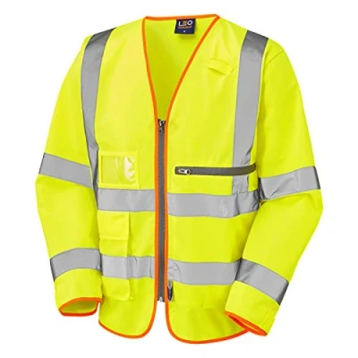 Image of Leo Workwear S24 Heddon Superior Sleeved Hi Vis Vest#S Yellow