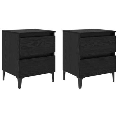 Image of vidaXL Bed Cabinets 2 pcs Black Oak 40x35x50 cm Engineered Wood