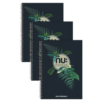 Image of Nu Notebooks Evolve Range Recycled Notebook A4 Wirebound Stationery Professional Notepad 120 Pages Multipack of 3