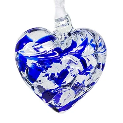 Image of Milford Collection Glass Friendship Heart Small Sapphire