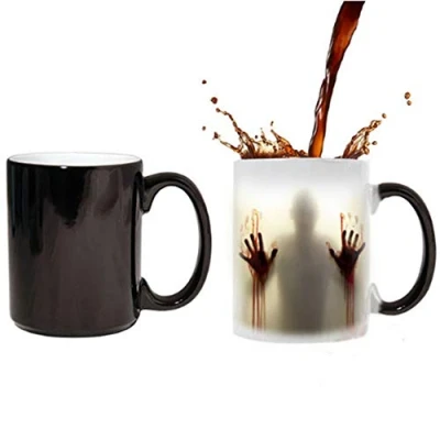 Image of JMAHM Color Changing Mugs Heat Sensitive Magic Mug Discoloration Porcelain Solar System Pattern Milk Coffee (12oz / 330ml, Walking dead)