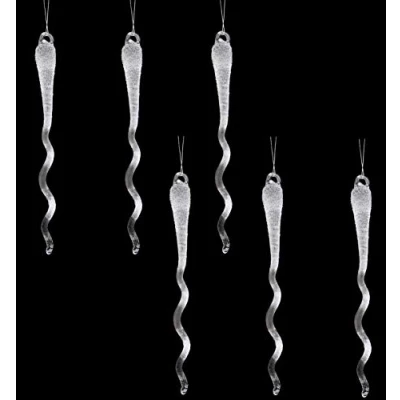 Image of Toyland® Pack Of 6 15cm Glass Frosted Icicle Decorations Twirl Effect