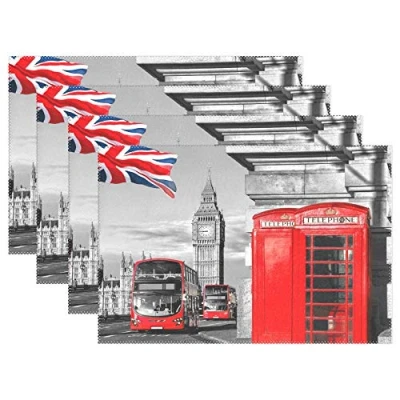 Image of Placemats London Vintage Place Mats Dining Table Christmas Decoration 4pcs