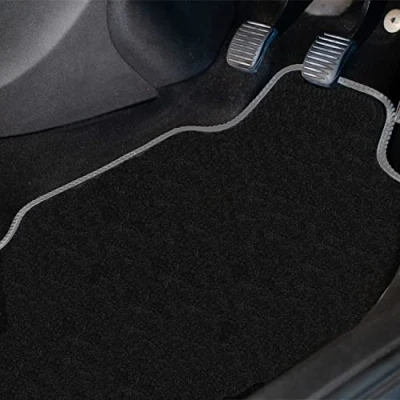 Image of Carpet Floor Mats for the Mercedes Sprinter (2006 2018) Custom Van Accessory Tailored fit, Granulated Anti Slip Layer &amp; Grey Binding