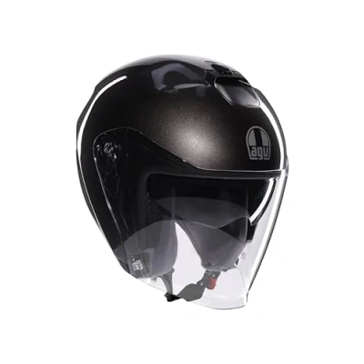 Image of AGV IRIDES E2206, Motorbike Open Face Helmet, Motorcycle Jet Helmet Unisex with Anti Scratch and UV Protective Visor, Asfalto Grey, M