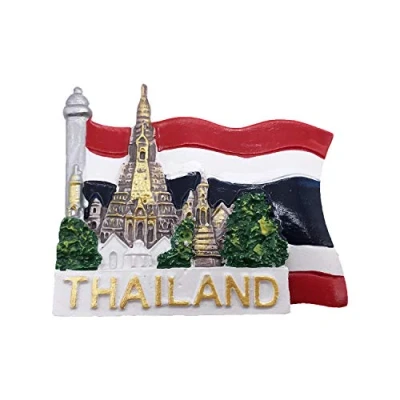 Image of 3D Flag Thailand Refrigerator Magnet Tourist Travel Souvenirs Handmade Resin Craft Magnetic Stickers Home Kitchen Decoration Fridge Collection Gift
