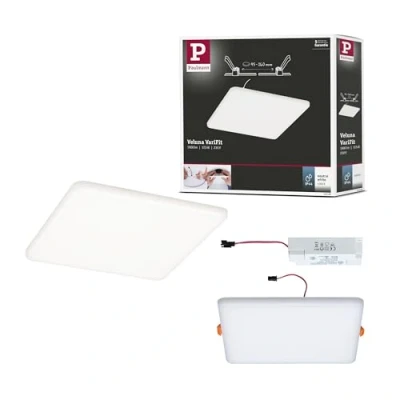 Image of Paulmann 92398 LED panel recessed luminaire Veluna VariFit IP44 neutral white 185x185mm rectangular incl. 1x17.5 watt ceiling satin lamp plastic living room 4000 K
