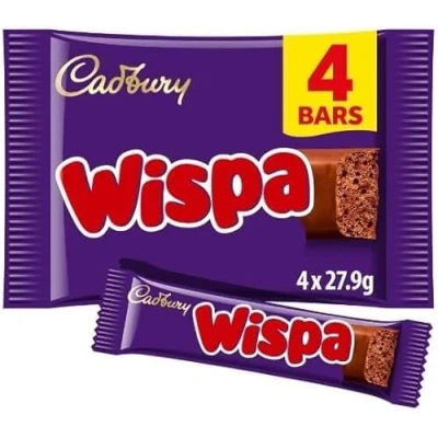 Image of 3 x Wispa Chocolate Bar 4 Pack Multipack 111.6g Delicious Tasty And Twisty Treat Gift Hamper For Birthday,Christmas