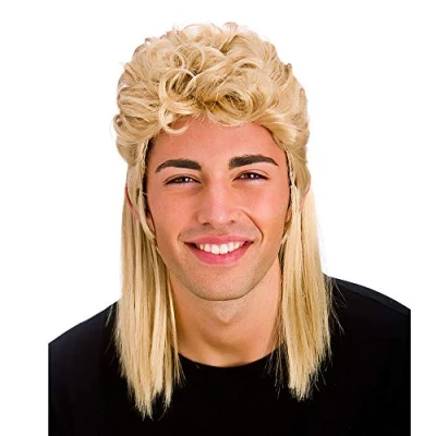Image of Wicked Costumes Adult Blonde 80&#039;s Mullet Fancy Dress Wig