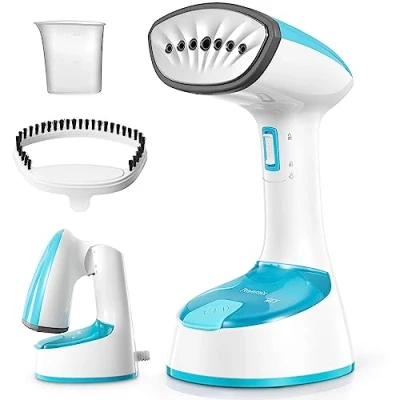 Image of Reemix Steamer for Clothes, Folding Handheld Design Garment Wrinkles Remover, 20g/min Strong Penetrating Steam, 25 Sec Fast Heat up, Home, Office and Travel, UK Plug (220 250V)