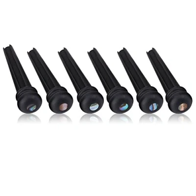 Image of Guitar Bridge Pins, 6Pcs Ebony Folk Pins With Abalone Shell for 6 String Acoustic